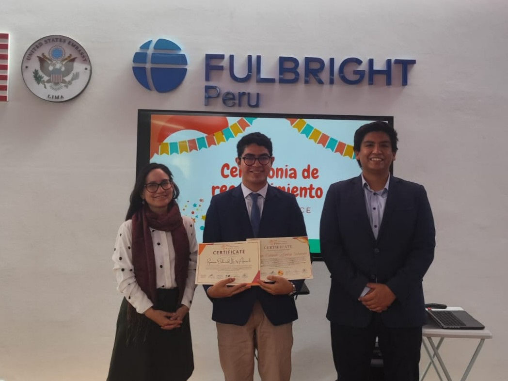 Participant at graduation ceremony, Fulbright Peru, Lima