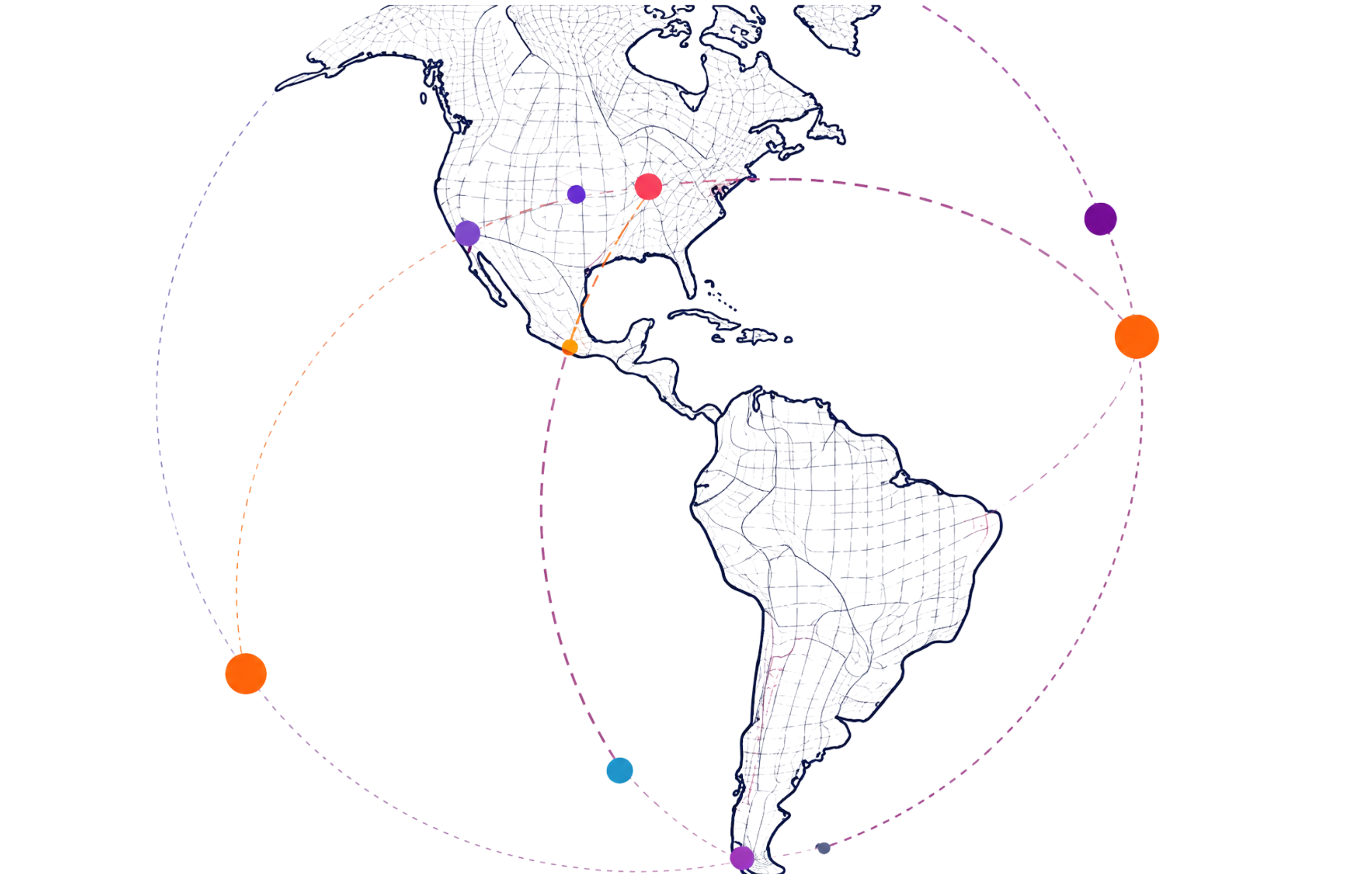 Map of the Americas showing partner countries